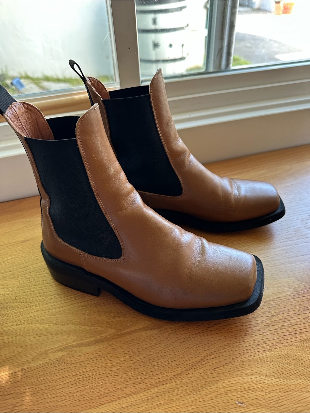 Ganni Leather Ankle Boots - Brown